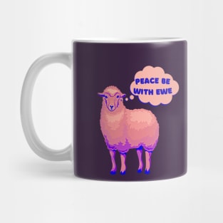 pink peace sheep, peace be with you, peace be with ewe Mug